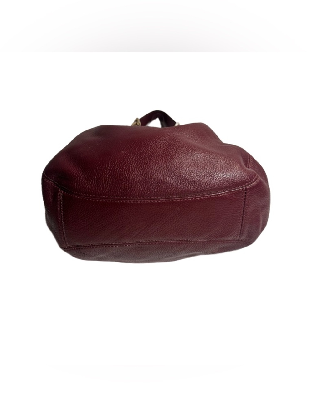 Michael Kors Fulton Hobo Bag Burgundy Pebbled Leather Tote Gold Shoulder Bag - Picture 7 of 7